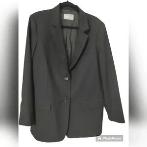 Everlane The Oversized Wool Blazer Two Button Relaxed Fit Black Sz 16